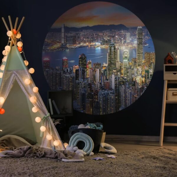 WallArt Tapet cirkelformad Skyline by Night 190 cm - Bild 3