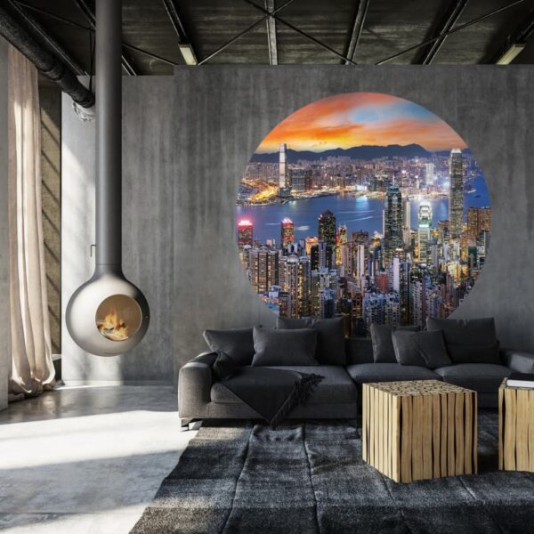 WallArt Tapet cirkelformad Skyline by Night 190 cm - Bild 4