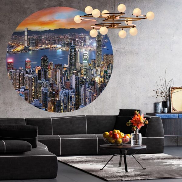 WallArt Tapet cirkelformad Skyline by Night 190 cm - Bild 5