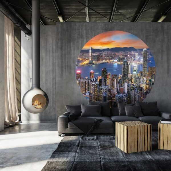 WallArt Tapet cirkelformad Skyline by Night 142,5 cm - Bild 4