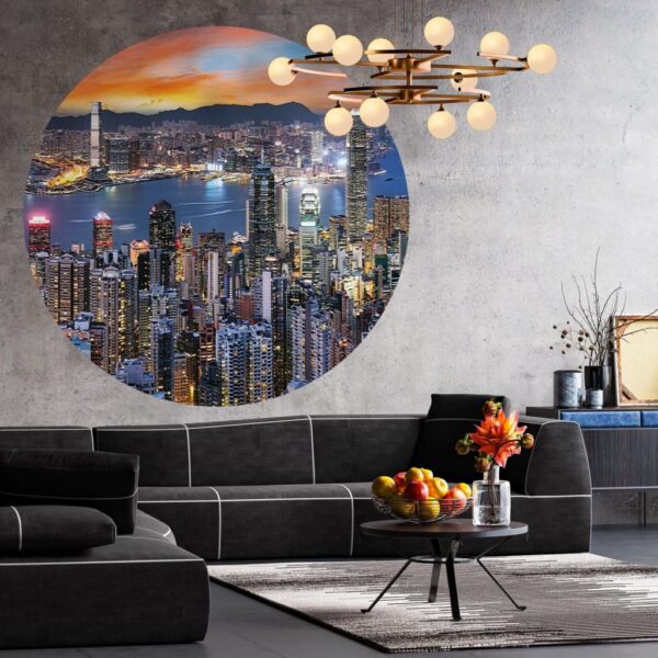 WallArt Tapet cirkelformad Skyline by Night 142,5 cm - Bild 5