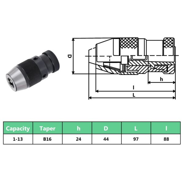 Snabbchuck MT2-B16 med 13 mm spännvidd - Bild 8