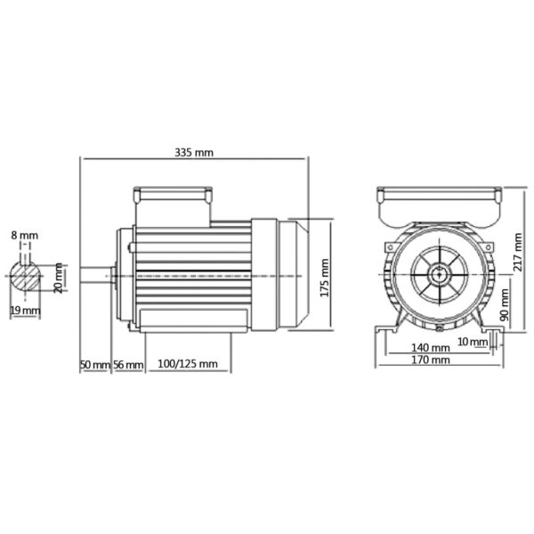 1-fas elektrisk motor aluminium 1,5kW/2HK 2-polig - Bild 8