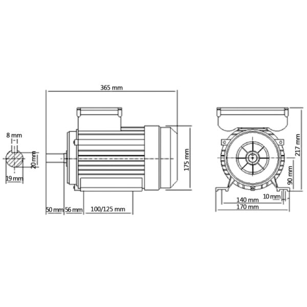 1-fas elektrisk motor aluminium 2,2kW/3HK 2-polig 2800 - Bild 8