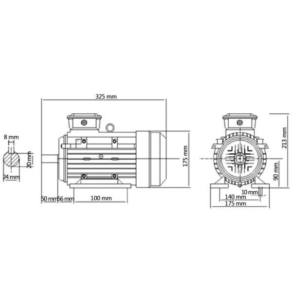 3-fas elektrisk motor aluminium 1,5kW/2HK 2-polig 2840 RPM - Bild 8