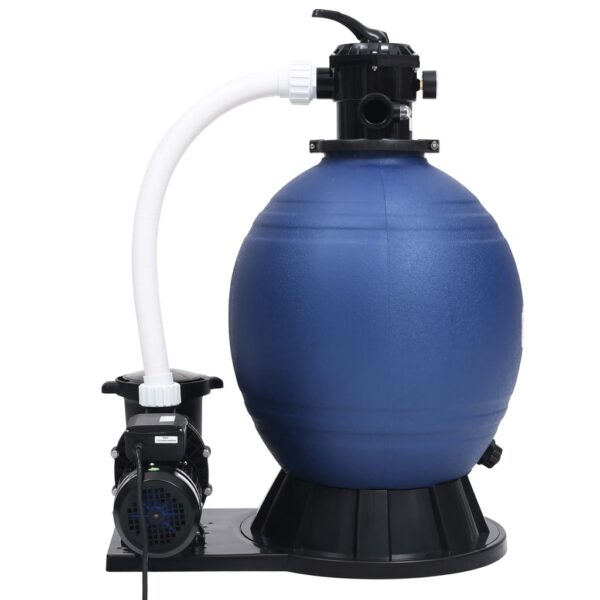 Sandfilter med 7-vägsventil 1000 W-pump blå och svart - Bild 2