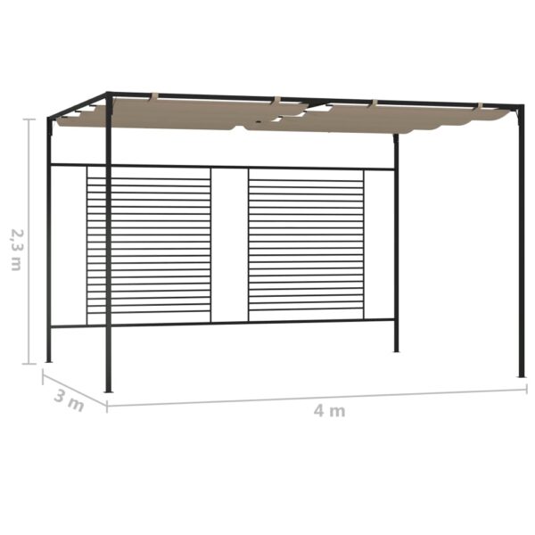 Paviljong med infällbart tak 3x4x2,3 m taupe 180 g/m² - Bild 7