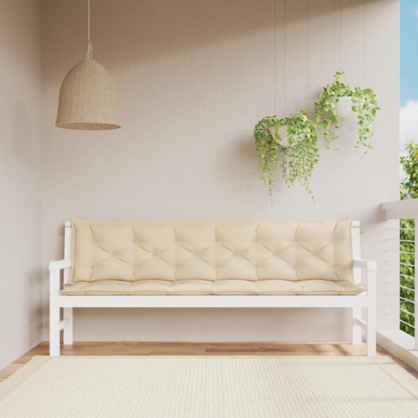 Bänkdynor för trädgården 2st beige 200x50x7cm oxfordtyg