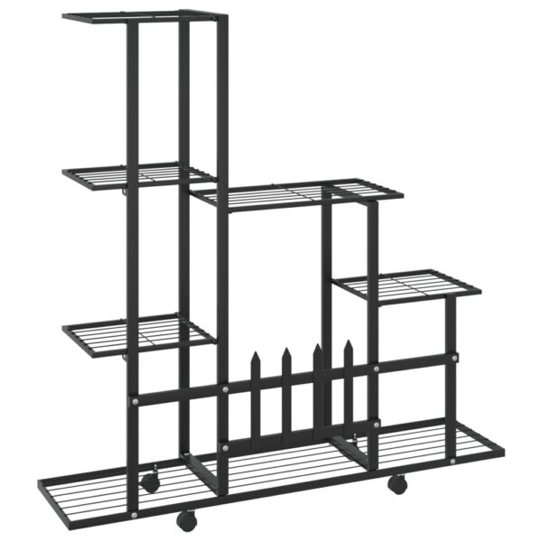 Växtställ på hjul 94,5x25x92,5 cm svart metall - Bild 5