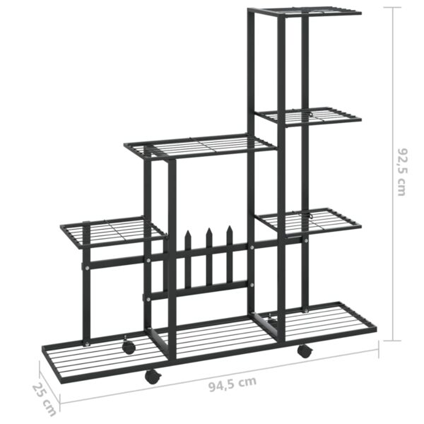 Växtställ på hjul 94,5x25x92,5 cm svart metall - Bild 7