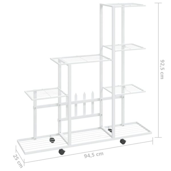 Växtställ på hjul 94,5x25x92,5 cm vit metall - Bild 7