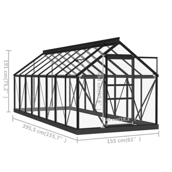 Glasväxthus antracit 155x395,5x191 cm aluminium - Bild 9