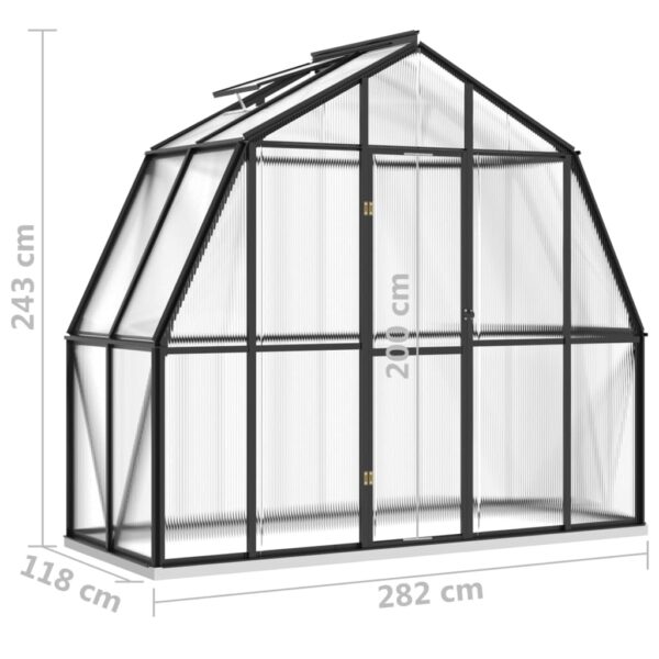 Växthus med basram antracit 3,3 m² aluminium - Bild 8