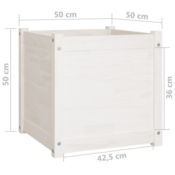 Odlingslådor 2 st vit 50x50x50 cm massiv furu - Bild 9