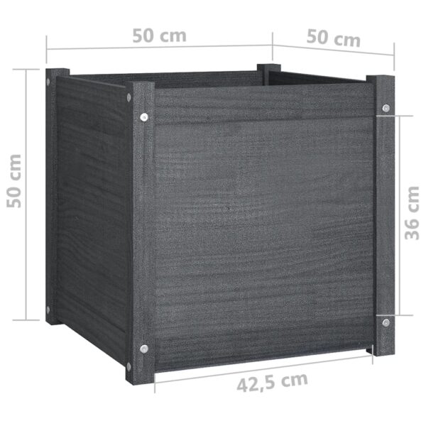 Odlingslåda grå 50x50x50 cm massivt furuträ - Bild 8