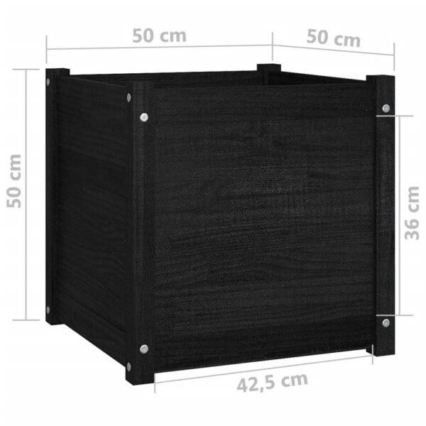 Odlingslåda svart 50x50x50 cm massivt furuträ - Bild 8