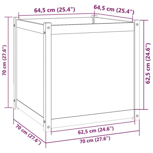 Odlingslåda vit 70x70x70 cm massiv furu - Bild 8