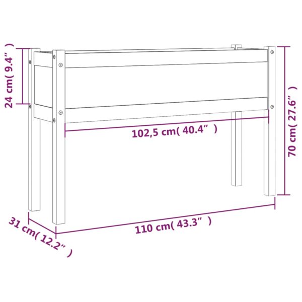 Odlingslåda 110x31x70 cm massiv furu - Bild 8