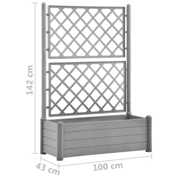 Odlingslåda med spaljé 100x43x142 cm PP grå - Bild 7