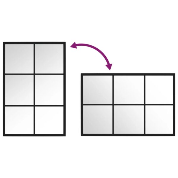 Väggspegel svart 60x40 cm metall - Bild 5