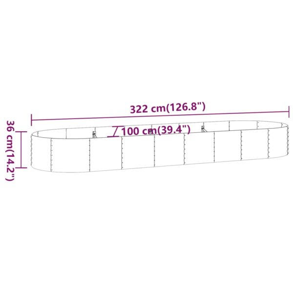 Odlingslåda pulverlackerat stål 322x100x36 cm silver - Bild 6