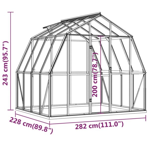 Växthus med basram antracit 6,43 m² aluminium - Bild 8