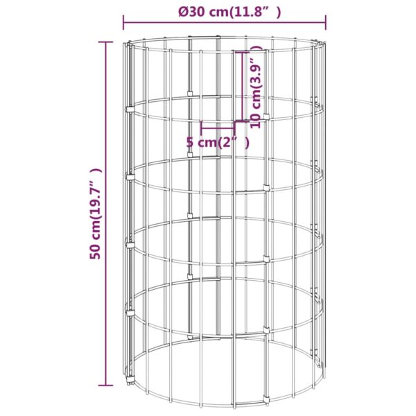 Planteringsgabion 3 st upphöjd rund galvaniserat stål Ø30x50 cm - Bild 7