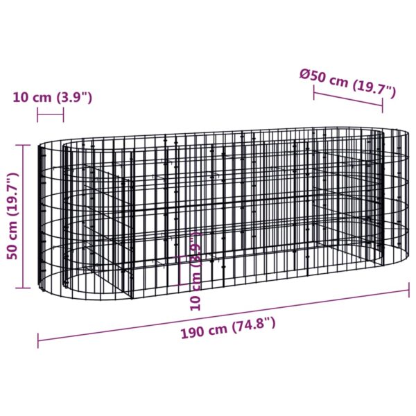 Planteringsgabion galvaniserat järn 190x50x50 cm - Bild 8