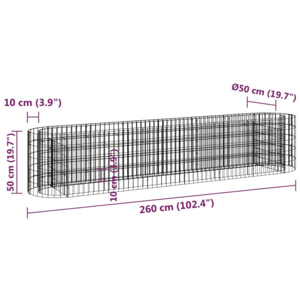 Planteringsgabion galvaniserat järn 260x50x50 cm - Bild 8