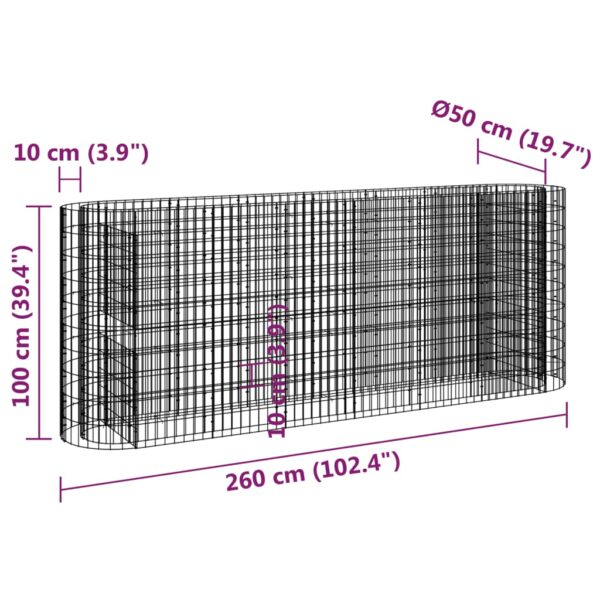 Planteringsgabion galvaniserat järn 260x50x100 cm - Bild 8