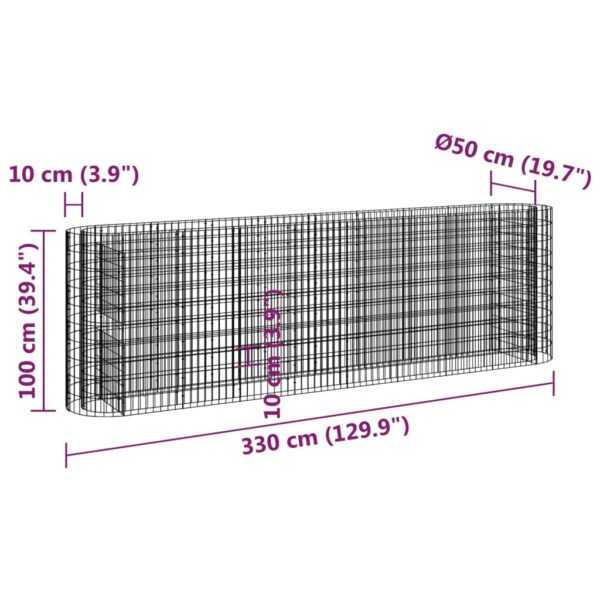 Planteringsgabion galvaniserat järn 330x50x100 cm - Bild 8