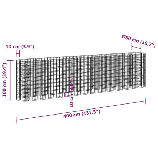 Planteringsgabion galvaniserat järn 400x50x100 cm - Bild 8