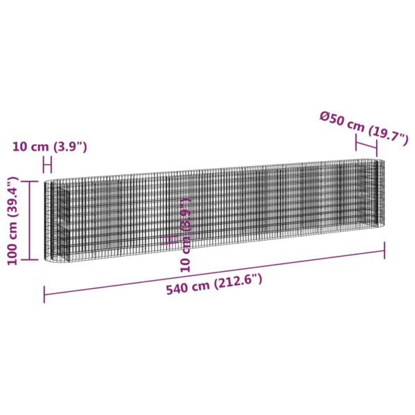 Planteringsgabion galvaniserat järn 540x50x100 cm - Bild 8