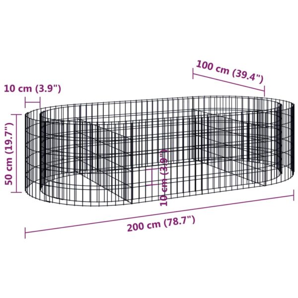 Planteringsgabion galvaniserat järn 200x100x50 cm - Bild 8