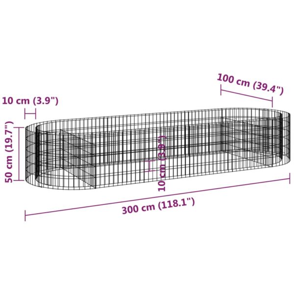 Planteringsgabion galvaniserat järn 300x100x50 cm - Bild 8