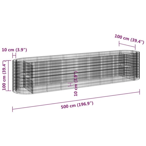 Planteringsgabion galvaniserat järn 500x100x100 cm - Bild 8