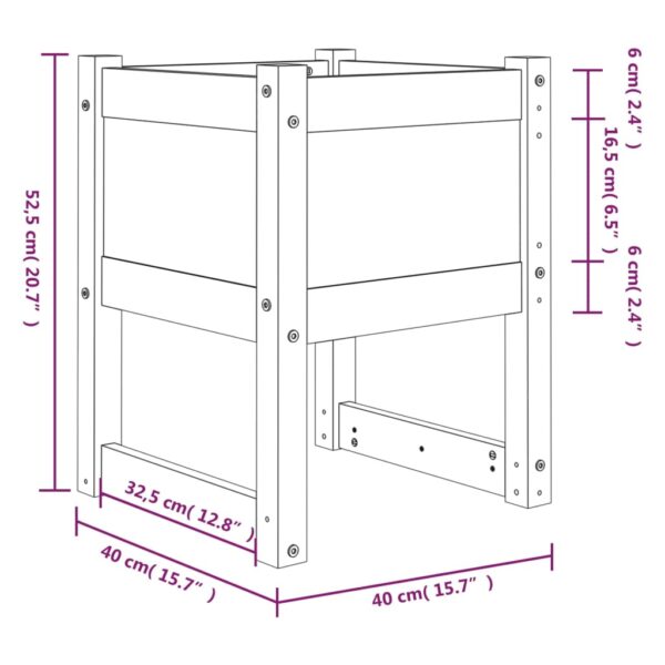 Odlingslådor 2 st 40x40x52,5 cm massiv furu - Bild 8