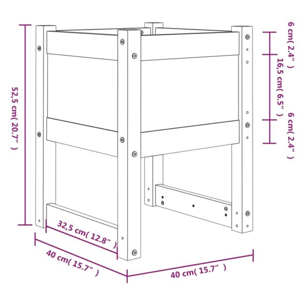 Odlingslådor 2 st vit 40x40x52,5 cm massiv furu - Bild 8