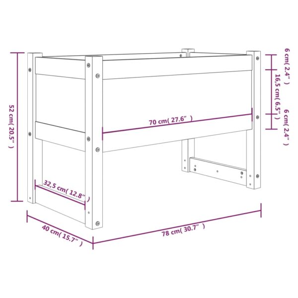 Odlingslåda vit 78x40x52 cm massiv furu - Bild 7