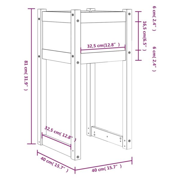 Odlingslådor 2 st 40x40x81 cm massiv furu - Bild 8