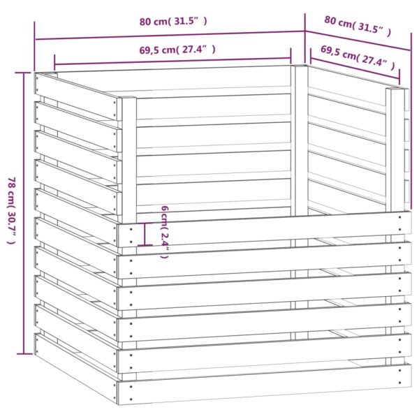 Kompostlåda vit 80x80x78 cm massiv furu - Bild 8