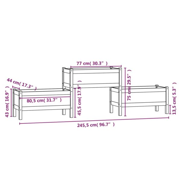 Skrivbord honungsbrun 245,5x44x75 cm massiv furu - Bild 7