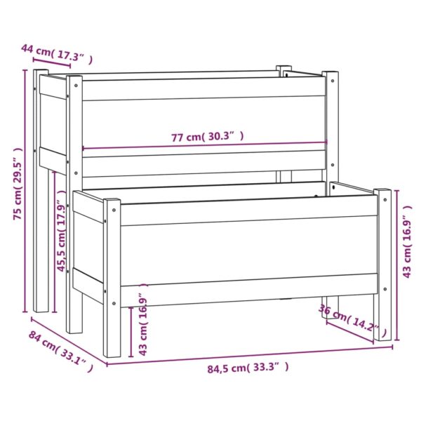 Odlingslåda vit 84,5x84x75 cm massiv furu - Bild 7