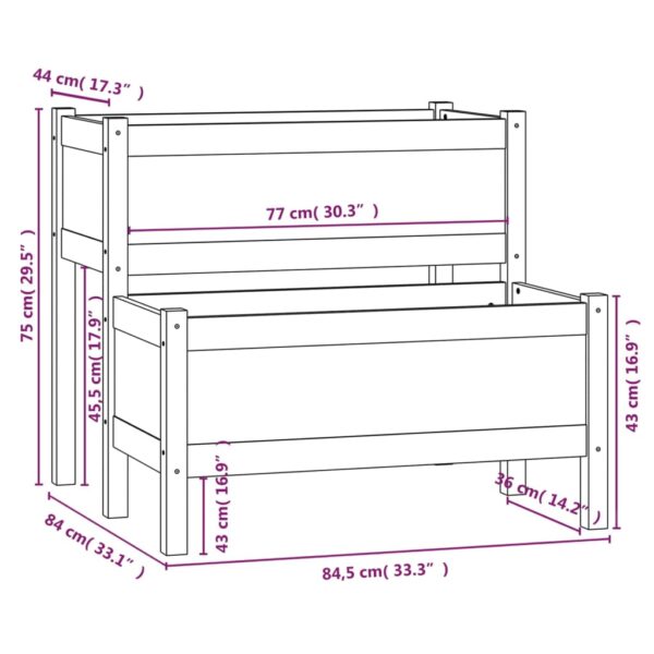 Odlingslåda Svart 84,5x84x75 cm massiv furu - Bild 7