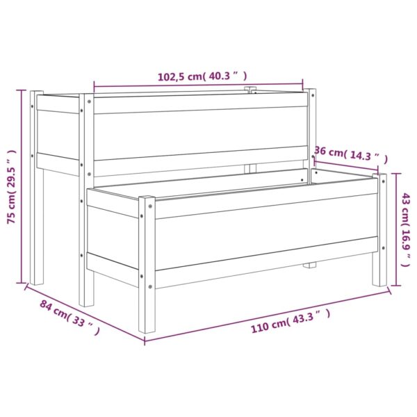 Odlingslåda Svart 110x84x75 cm massiv furu - Bild 9