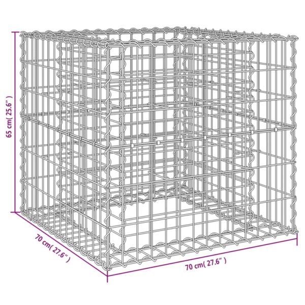 Gabionkorg silver 70x70x65 cm galvaniserat järn - Bild 7