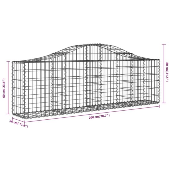 Gabioner bågformade 5 st 200x30x60/80 cm galvaniserat järn - Bild 6