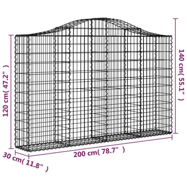 Gabioner bågformade 5 st 200x30x120/140 cm galvaniserat järn - Bild 6