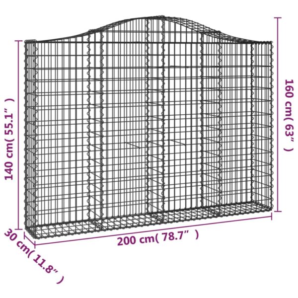 Gabioner bågformade 4 st 200x30x140/160 cm galvaniserat järn - Bild 6