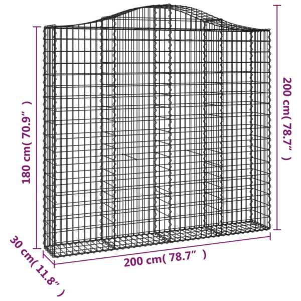 Gabioner bågformade 2 st 200x30x180/200 cm galvaniserat järn - Bild 6